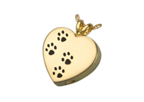Paw Prints on My Heart Pendant - Gold Plated Image